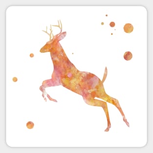 Running Deer Watercolor Painting Sticker